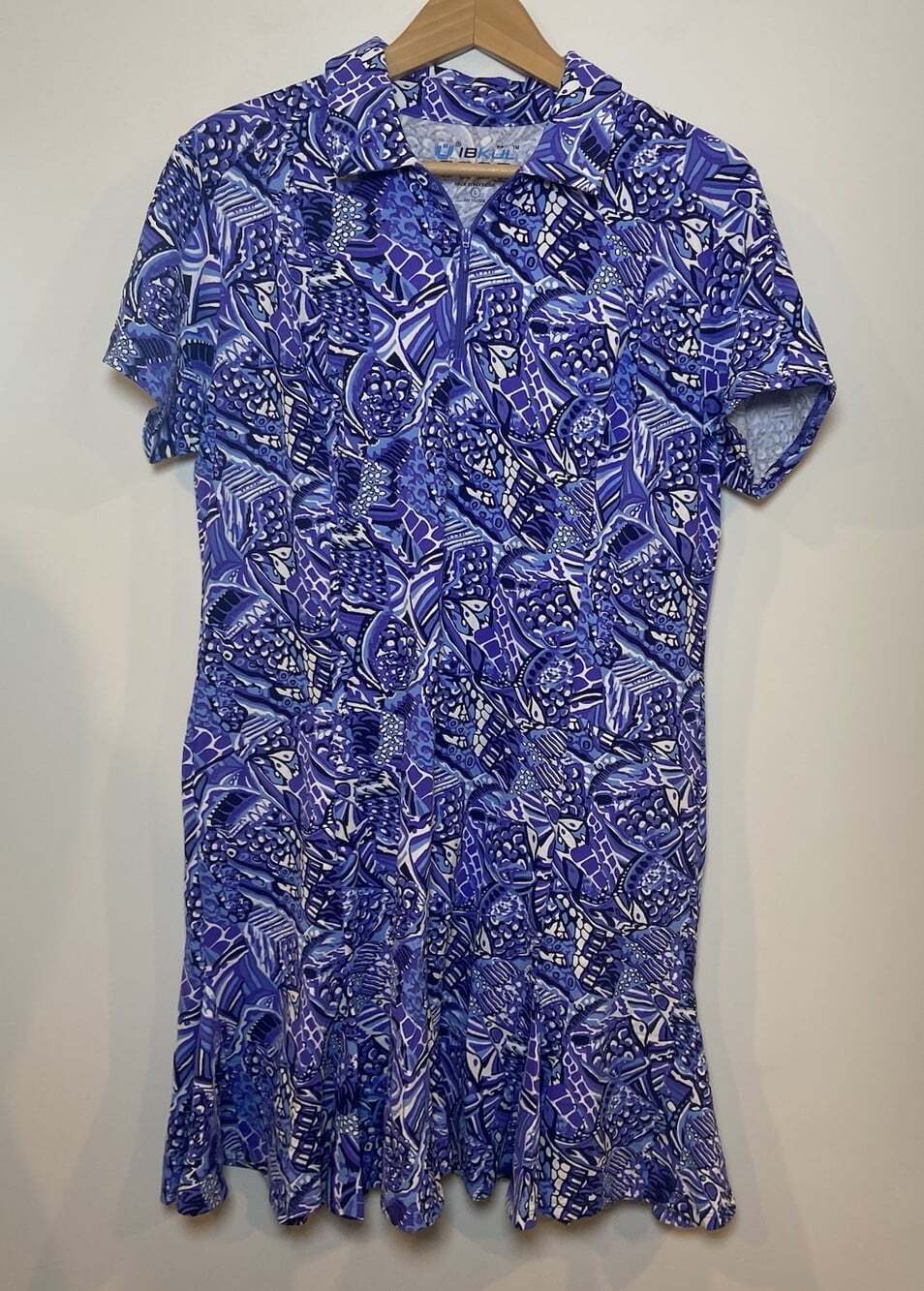 IBKUL Dress Athletic 1/4 Zip Ruffle Hem Blue Purple Size Large L